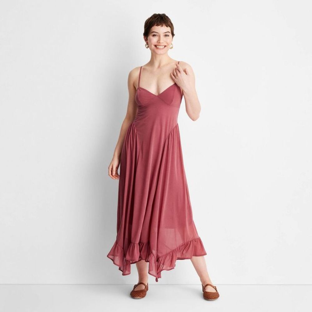 Sleeveless V-Neck Midi Dress in Dusty Rose